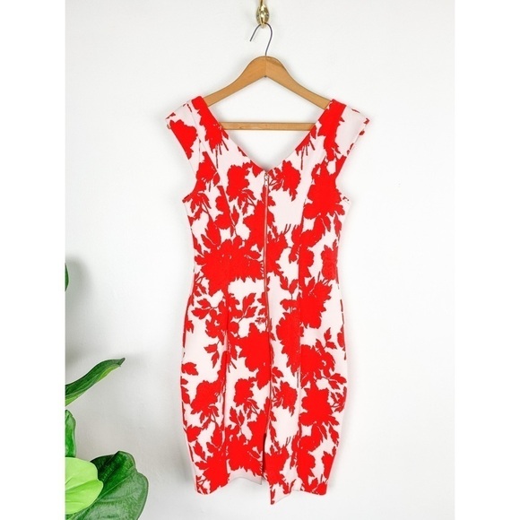 Yoana Baraschi Red Floral Body-Con Formal Cocktail Dress Sz 6 - Picture 2 of 9